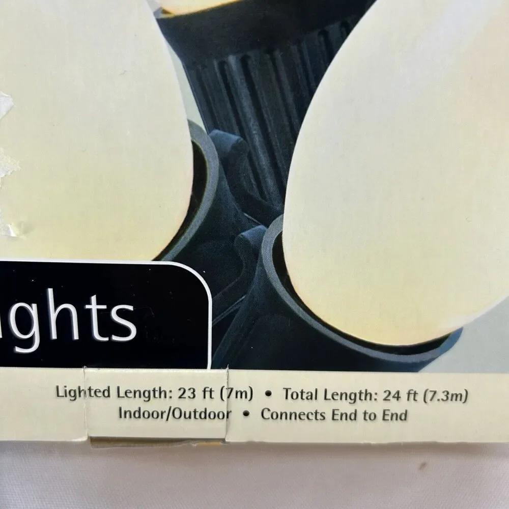 Vintage 25 White Ceramic C9 Christmas Lights Green Wire New